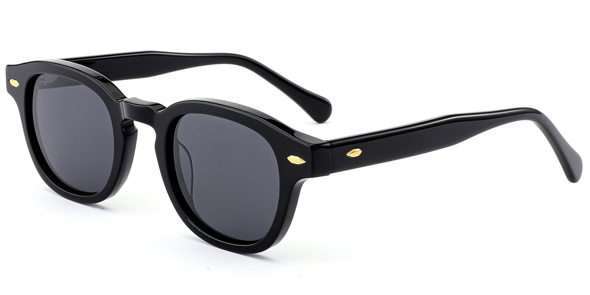 Acetate Square Sunglasses black+dark_grey_polarized