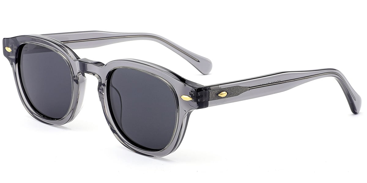 Acetate Square Sunglasses translucent-grey+dark_grey_polarized