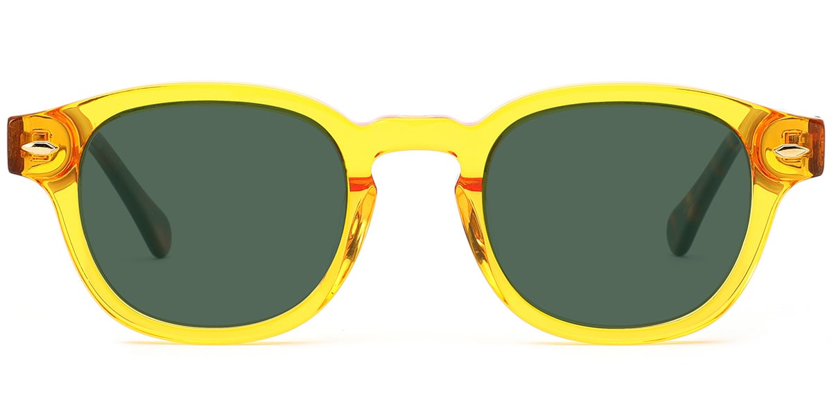 Acetate Square Sunglasses translucent-yellow+dark_green_polarized