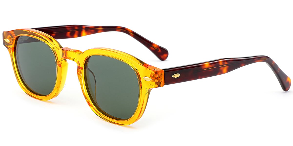 Acetate Square Sunglasses translucent-yellow+dark_green_polarized