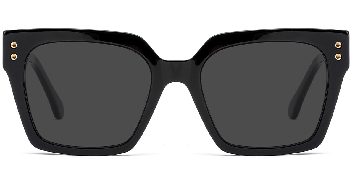 Acetate Square Sunglasses black+dark_grey_polarized