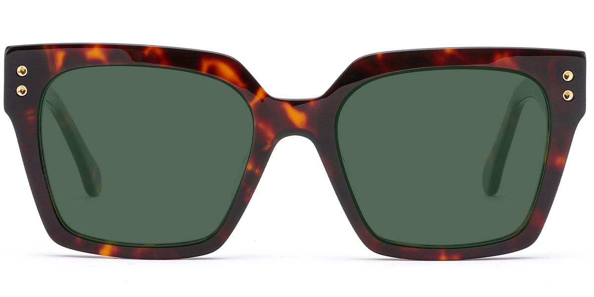 Acetate Square Sunglasses tortoiseshell+dark_green_polarized