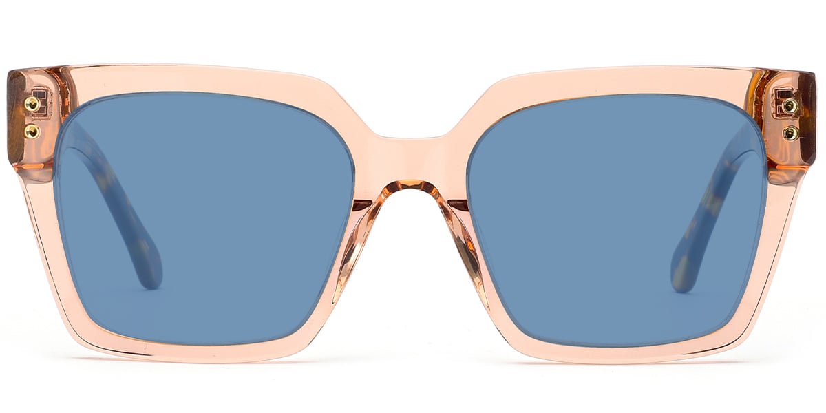 Acetate Square Sunglasses translucent-brown+blue_polarized