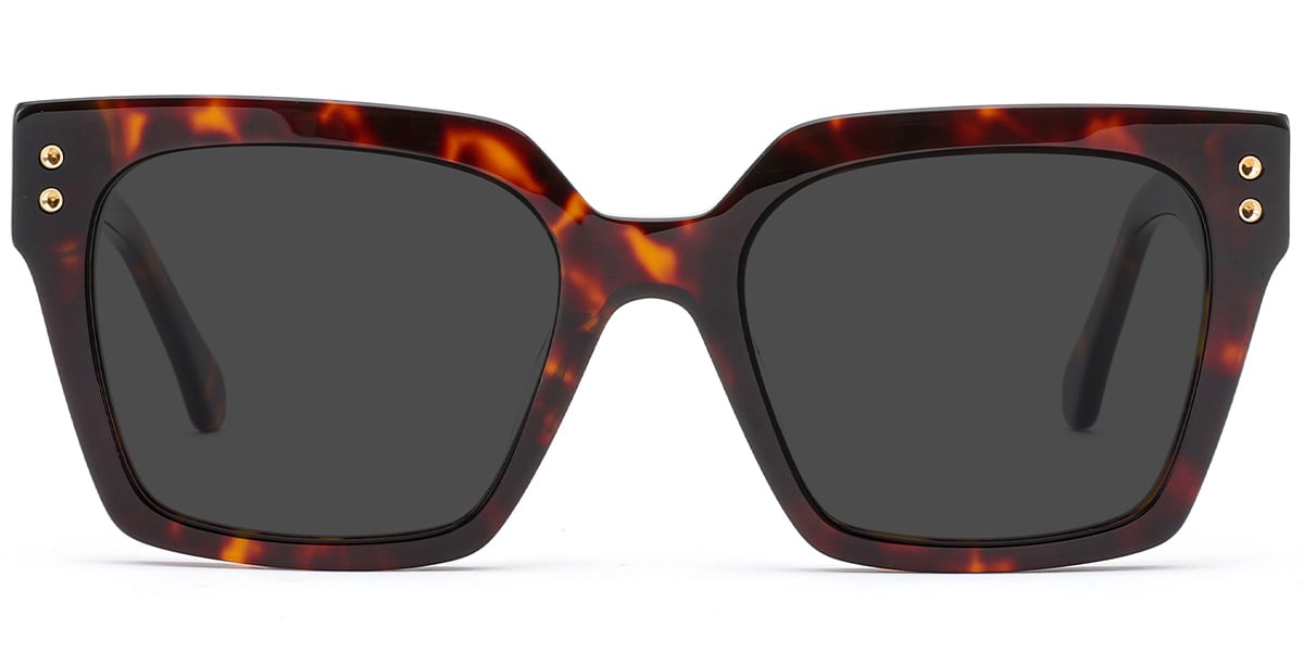 Acetate Square Sunglasses tortoiseshell+dark_grey_polarized