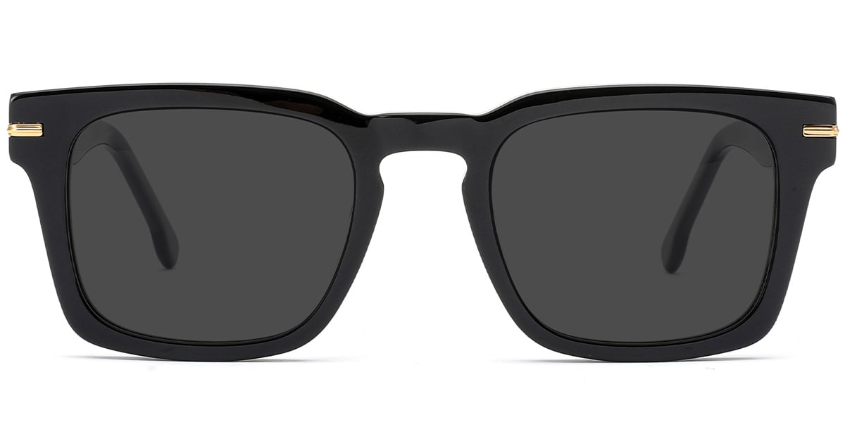 Acetate Square Sunglasses black+dark_grey_polarized