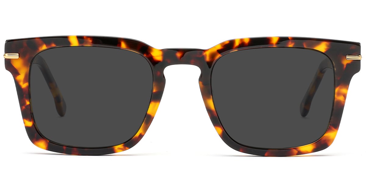 Acetate Square Sunglasses tortoiseshell+dark_grey_polarized