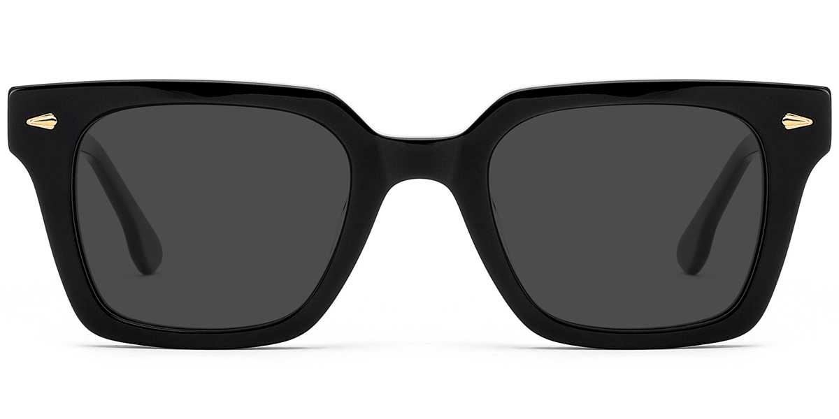 Acetate Square Sunglasses black+dark_grey_polarized