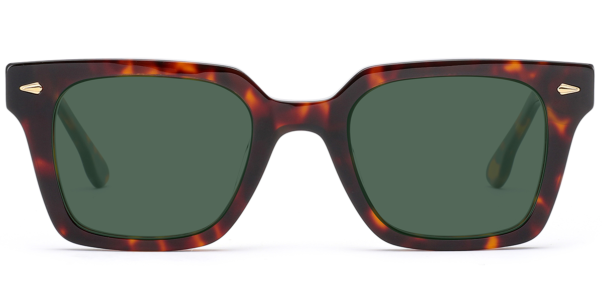 Acetate Square Sunglasses tortoiseshell+dark_green_polarized