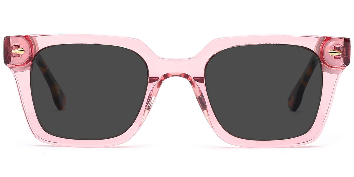 Acetate Square Sunglasses translucent-pink+dark_grey_polarized