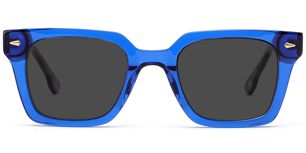 Acetate Square Sunglasses translucent-blue+dark_grey_polarized