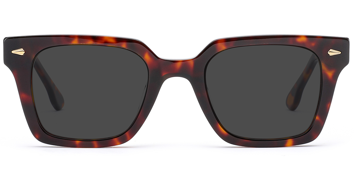 Acetate Square Sunglasses tortoiseshell+dark_grey_polarized