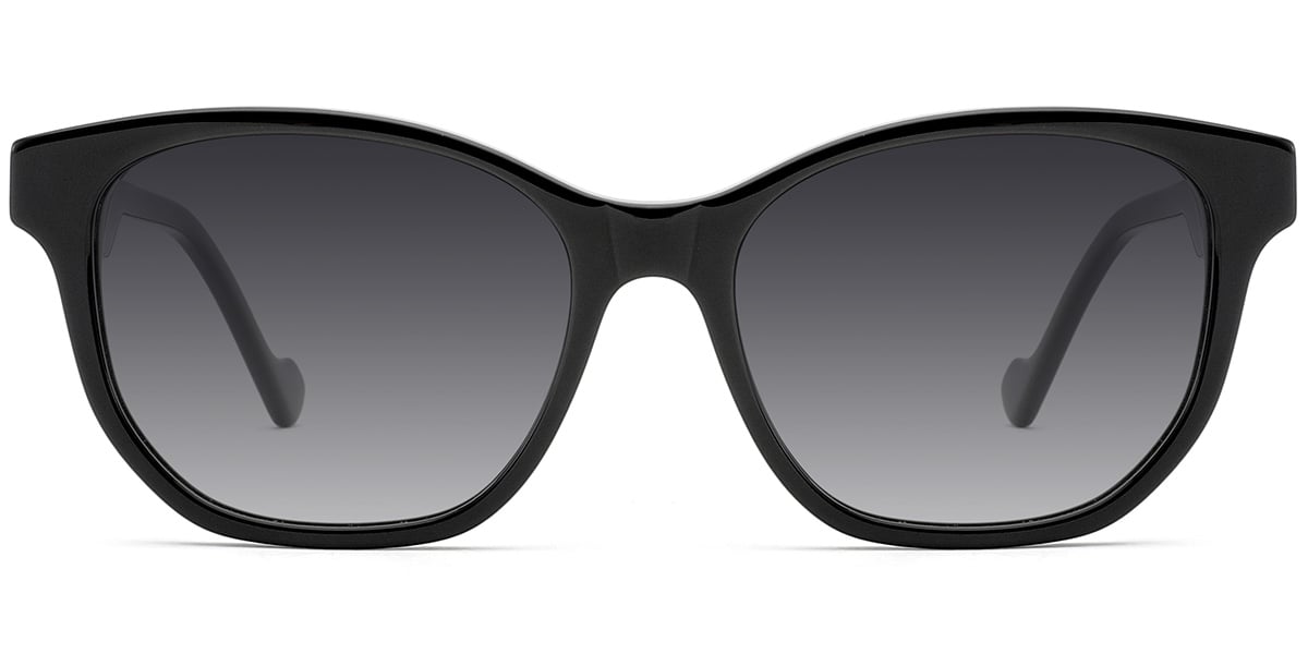 Acetate Cat Eye Sunglasses black+dark_grey_polarized