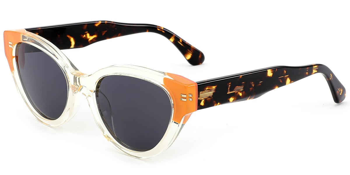 Acetate Cat Eye Sunglasses translucent-yellow+dark_grey_polarized