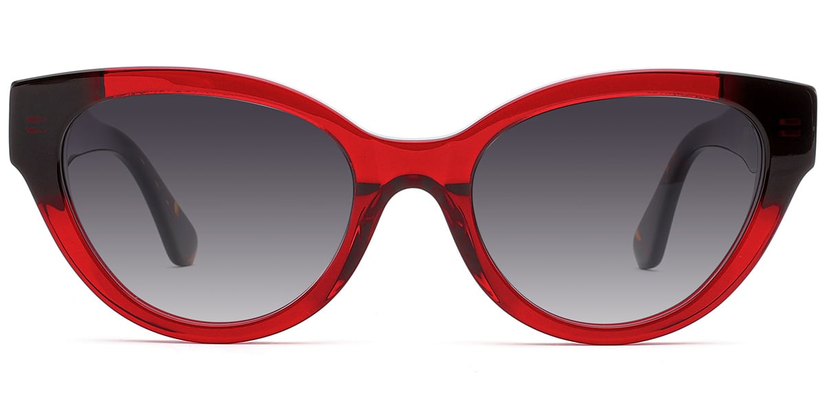 Acetate Cat Eye Sunglasses translucent-red+dark_grey_polarized