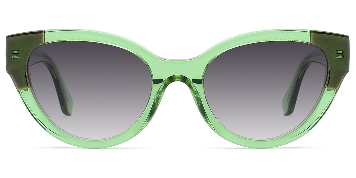 Acetate Cat Eye Sunglasses translucent-green+dark_grey_polarized