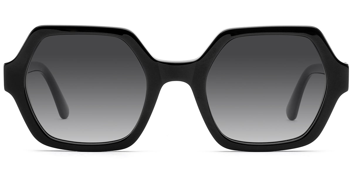 Acetate Square Sunglasses black+dark_grey_polarized