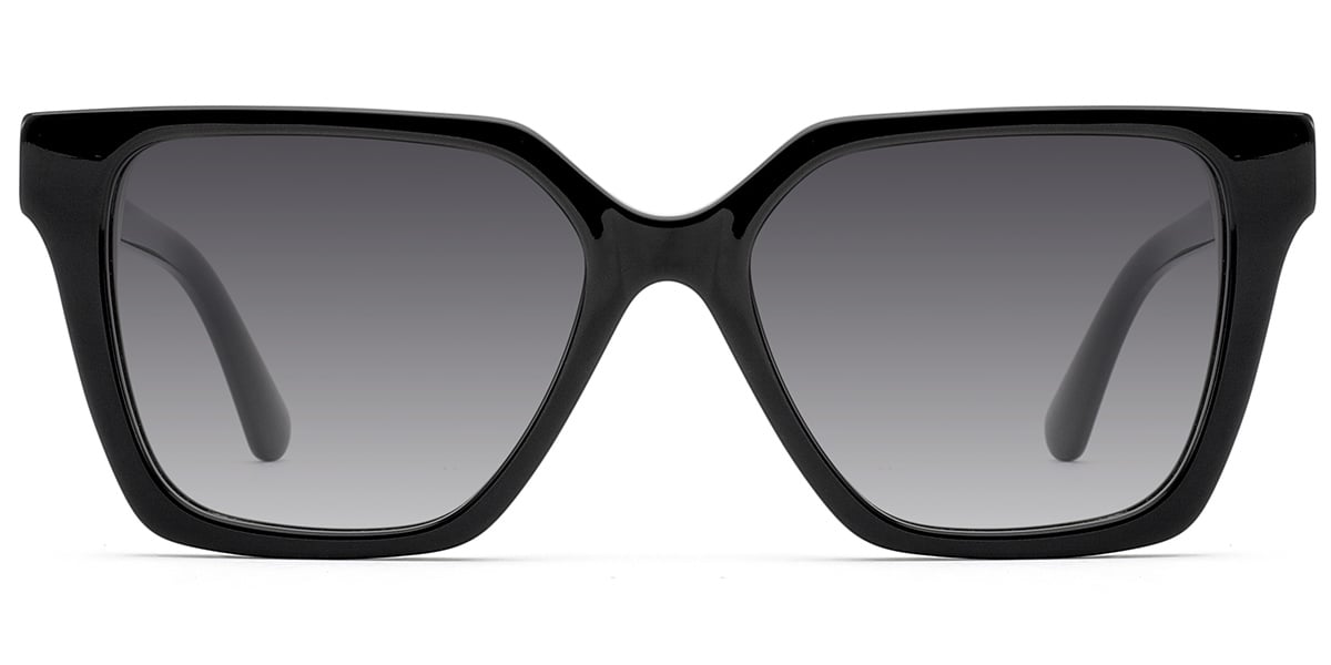 Acetate Square Sunglasses black+dark_grey_polarized