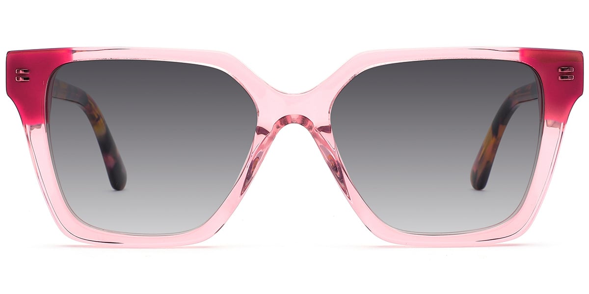 Acetate Square Sunglasses translucent-pink+dark_grey_polarized