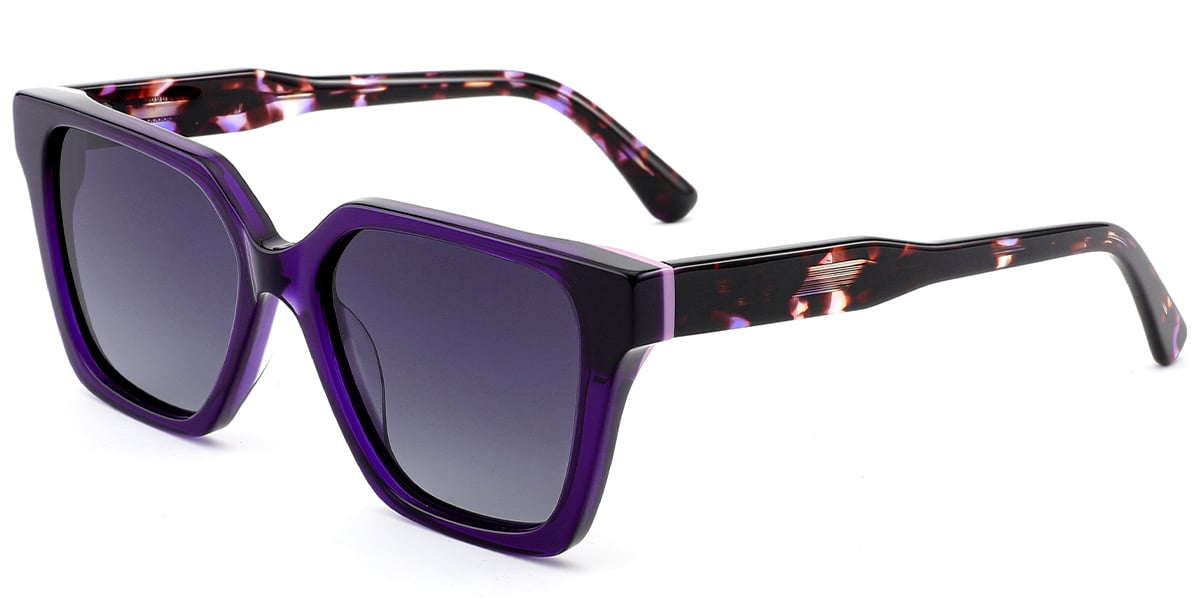 Acetate Square Sunglasses purple+dark_grey_polarized