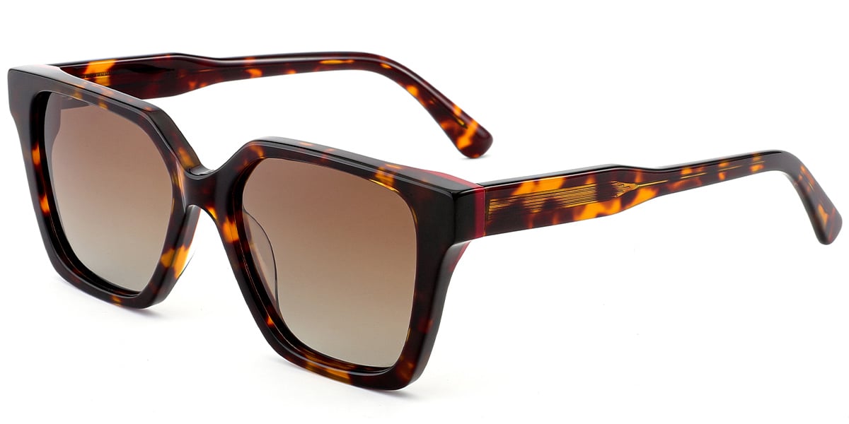 Acetate Square Sunglasses tortoiseshell+amber_polarized