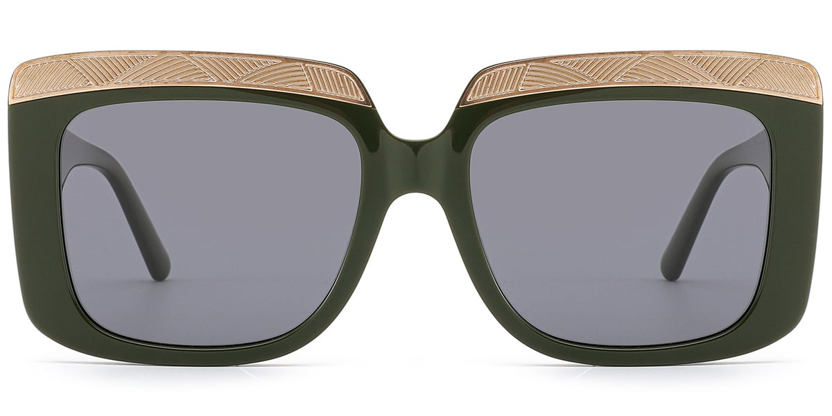 Acetate Square Sunglasses green+dark_grey_polarized