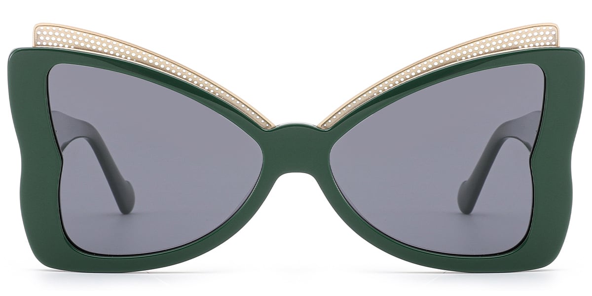 Acetate Cat Eye Sunglasses green+dark_grey_polarized