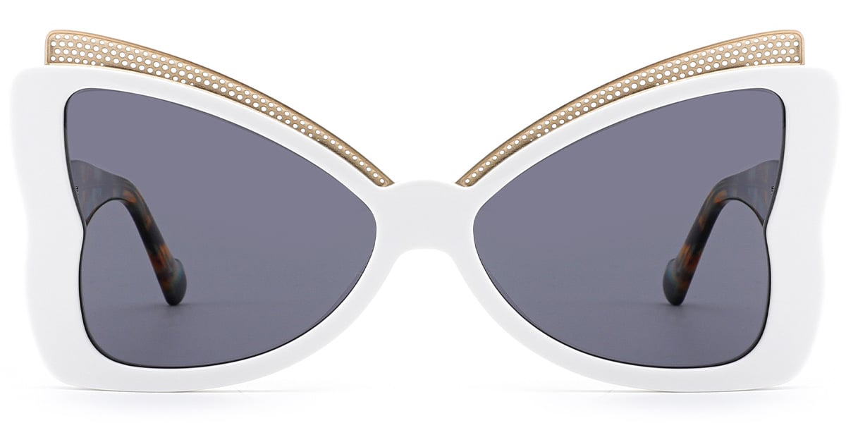 Acetate Cat Eye Sunglasses white+dark_grey_polarized