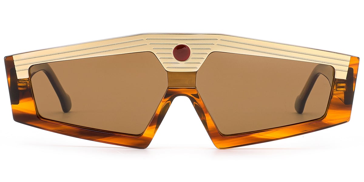 Acetate Geometric Sunglasses pattern-brown+amber_polarized