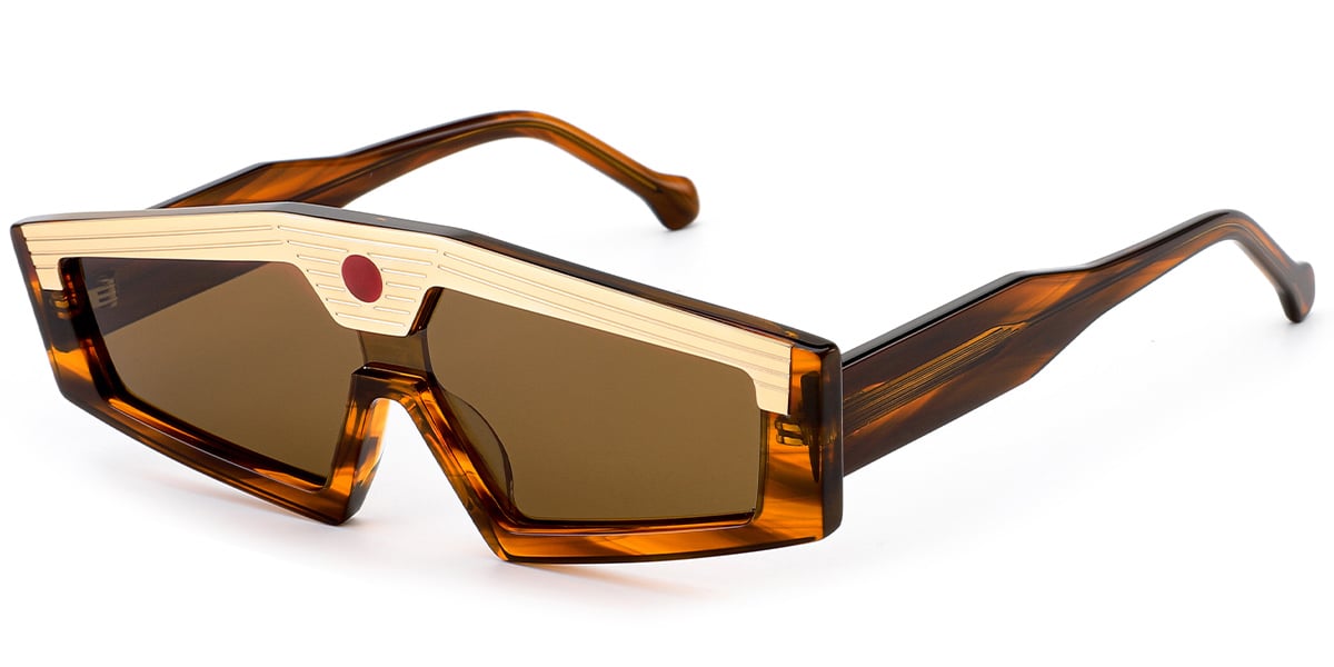 Acetate Geometric Sunglasses pattern-brown+amber_polarized