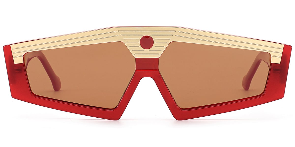 Acetate Geometric Sunglasses red+amber_polarized