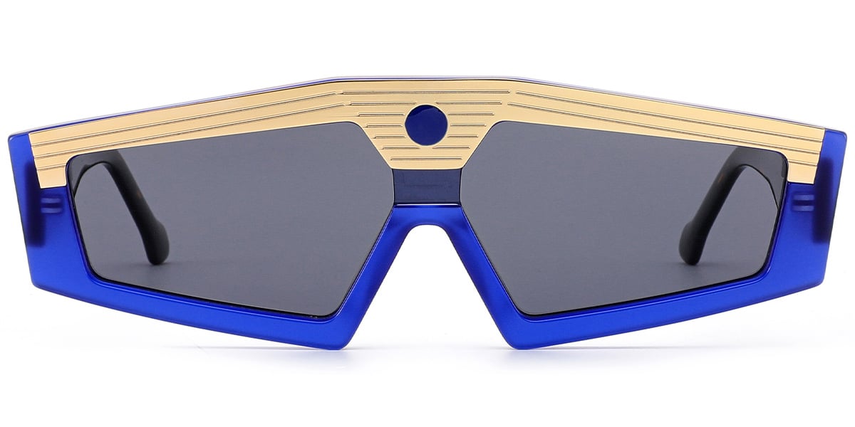 Acetate Geometric Sunglasses blue+dark_grey_polarized