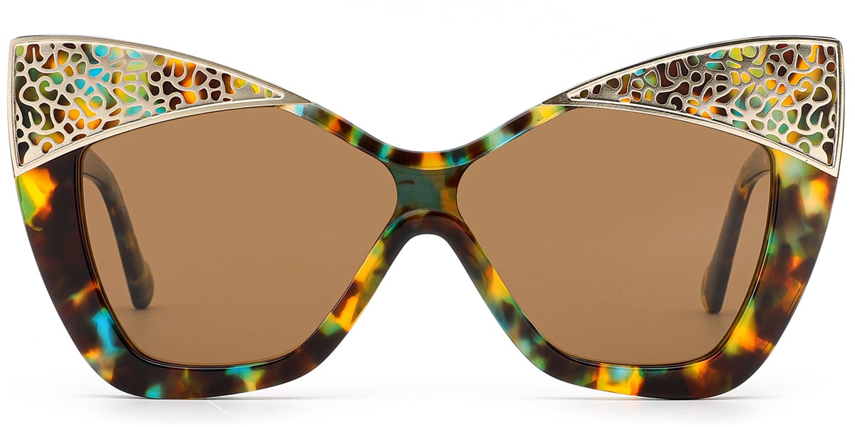 Acetate Cat Eye Sunglasses pattern-brown+amber_polarized