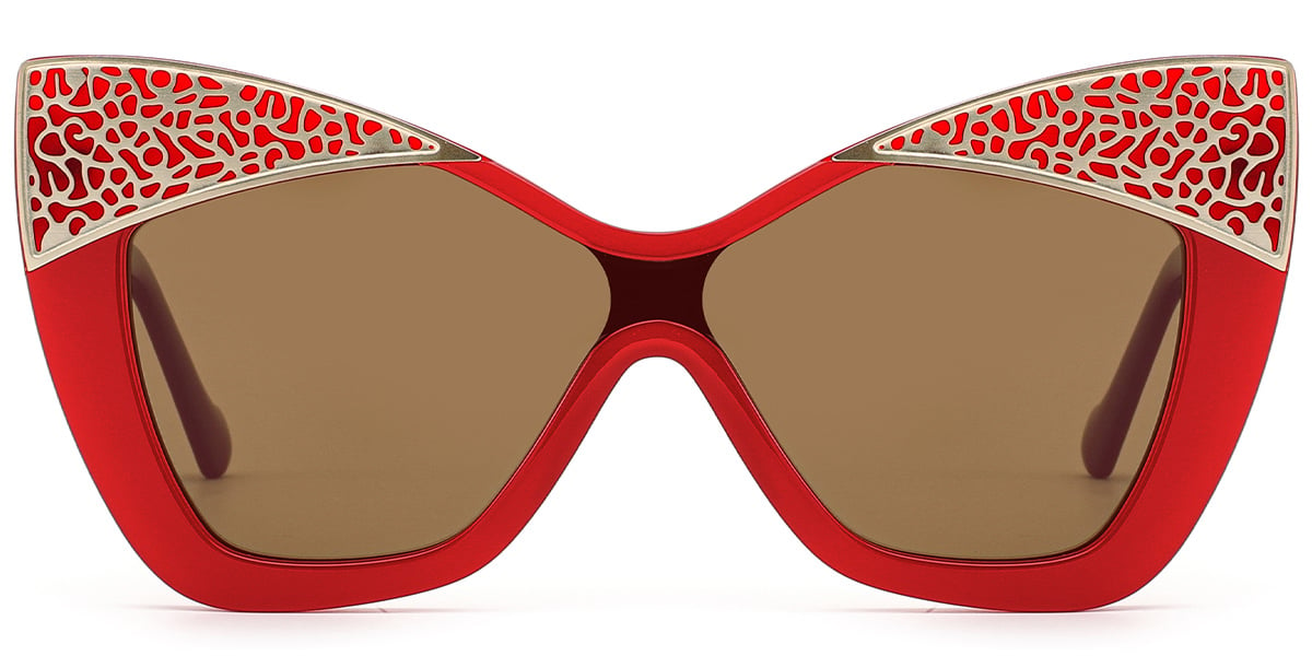 Acetate Cat Eye Sunglasses red+amber_polarized