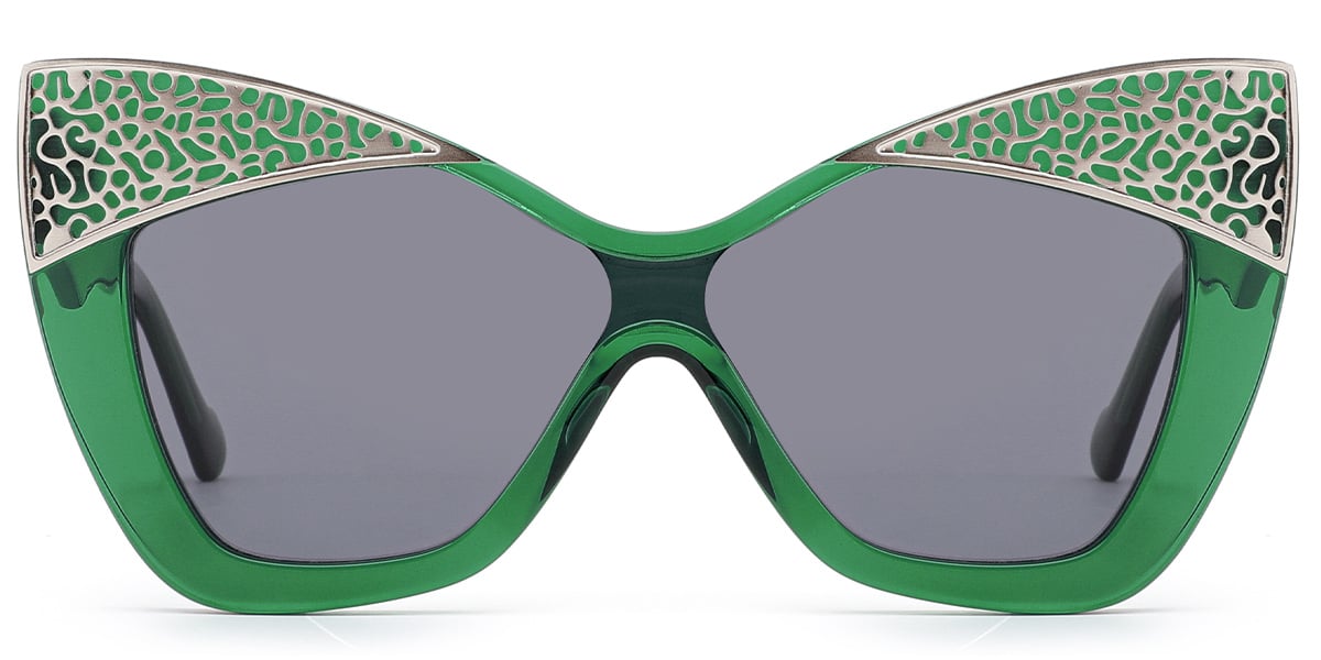 Acetate Cat Eye Sunglasses green+dark_grey_polarized