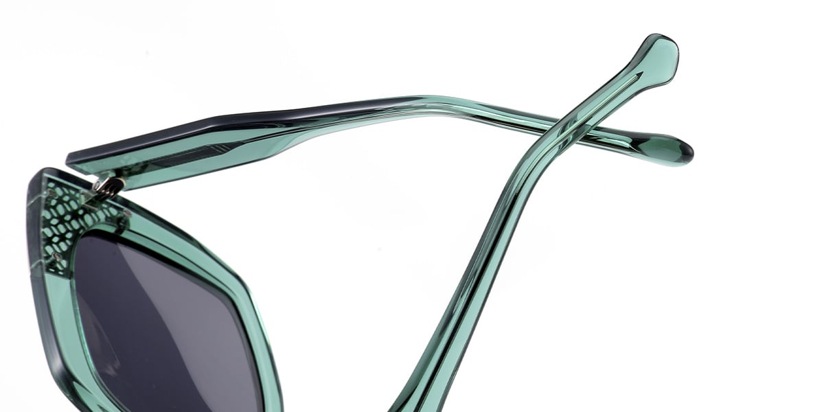 Acetate Square Sunglasses translucent-green+dark_grey_polarized