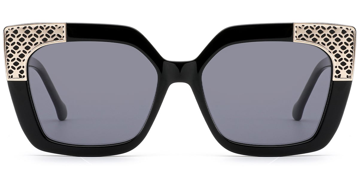 Acetate Square Sunglasses black+dark_grey_polarized