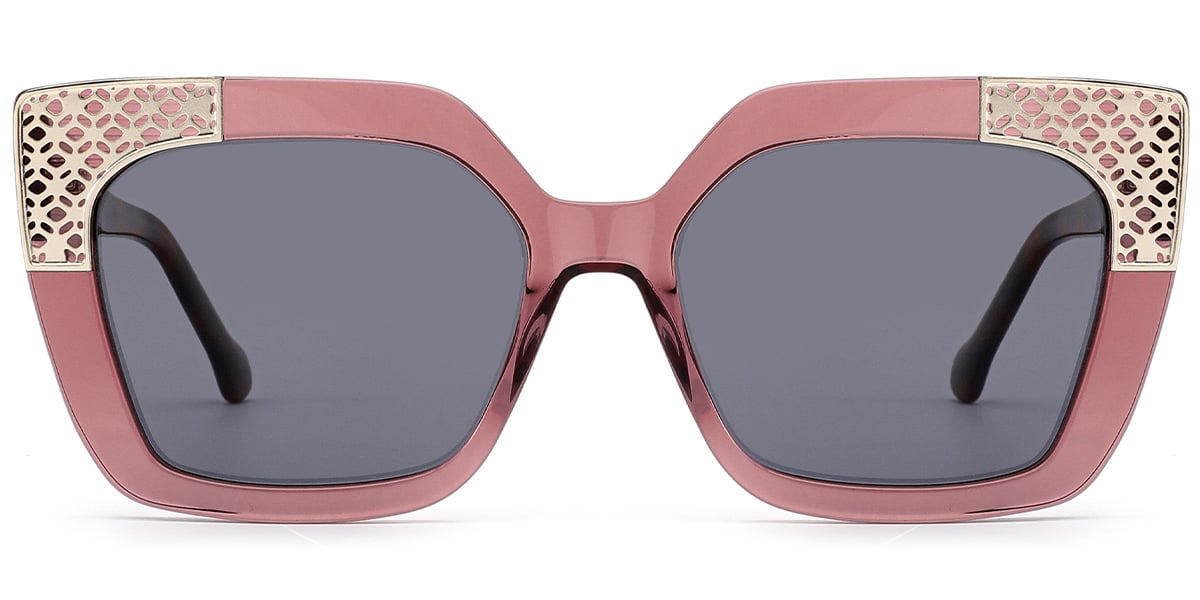 Acetate Square Sunglasses translucent-red+dark_grey_polarized