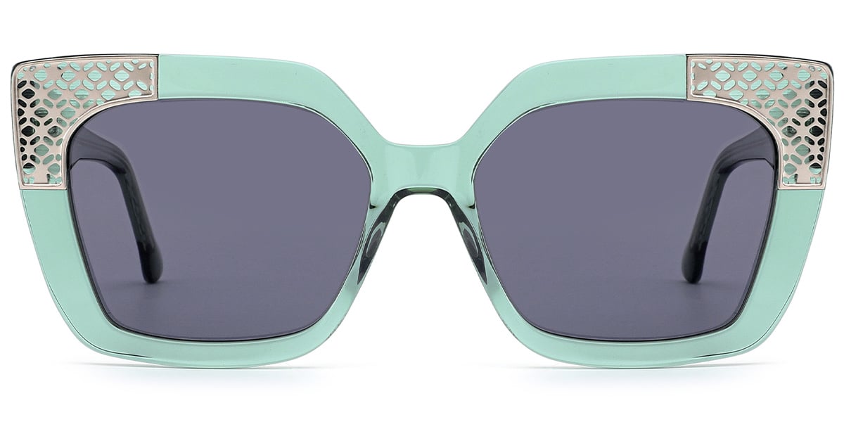 Acetate Square Sunglasses translucent-green+dark_grey_polarized