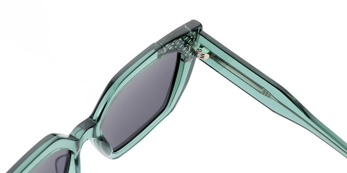 Acetate Square Sunglasses translucent-green+dark_grey_polarized