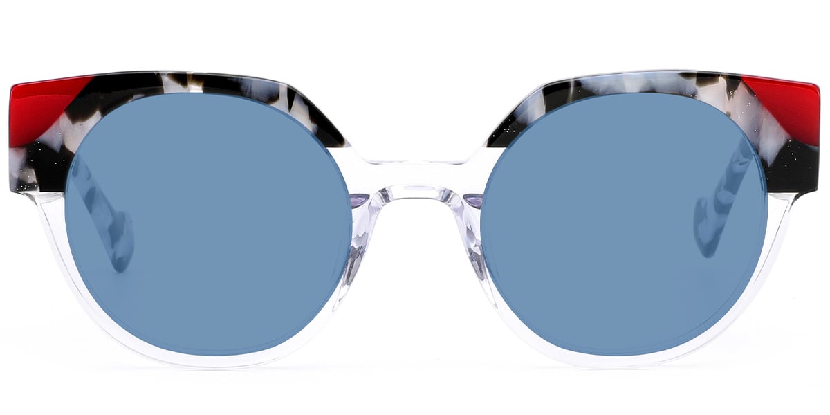 Acetate Cat Eye Sunglasses pattern-translucent+blue_polarized