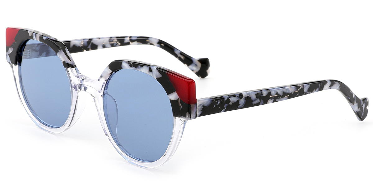 Acetate Cat Eye Sunglasses pattern-translucent+blue_polarized