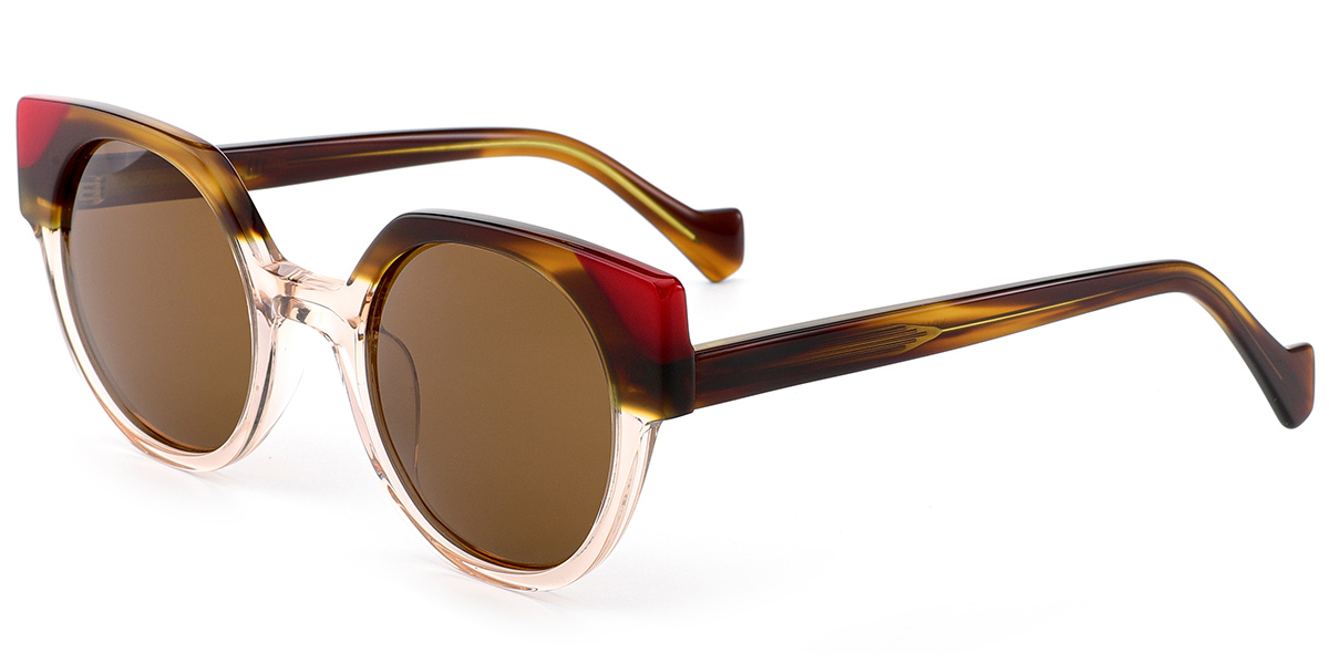 Acetate Cat Eye Sunglasses pattern-brown+amber_polarized