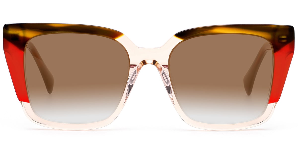 Acetate Square Sunglasses pattern-brown+amber_polarized