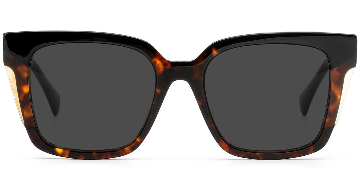 Acetate Square Sunglasses pattern-black+dark_grey_polarized