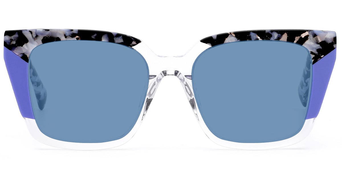 Acetate Square Sunglasses pattern-translucent+blue_polarized