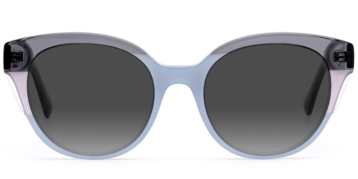 Acetate Cat Eye Sunglasses pattern-blue+dark_grey_polarized