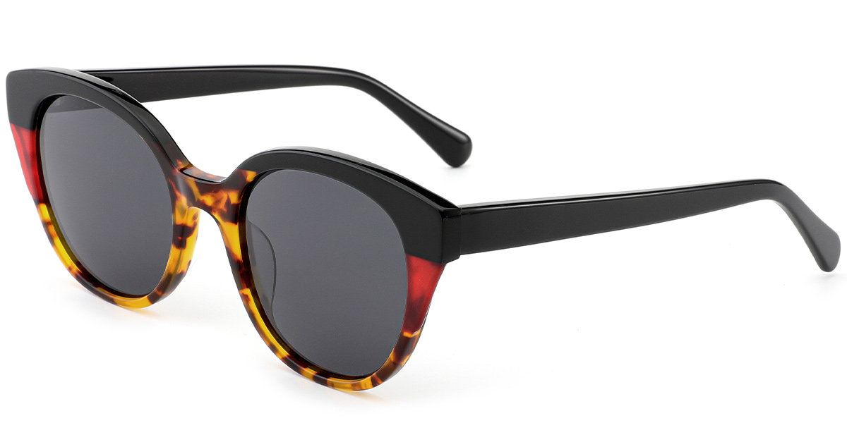 Acetate Cat Eye Sunglasses pattern-tortoiseshell+dark_grey_polarized