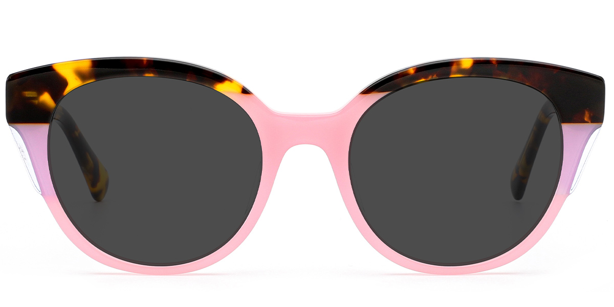 Acetate Cat Eye Sunglasses pattern-pink+dark_grey_polarized