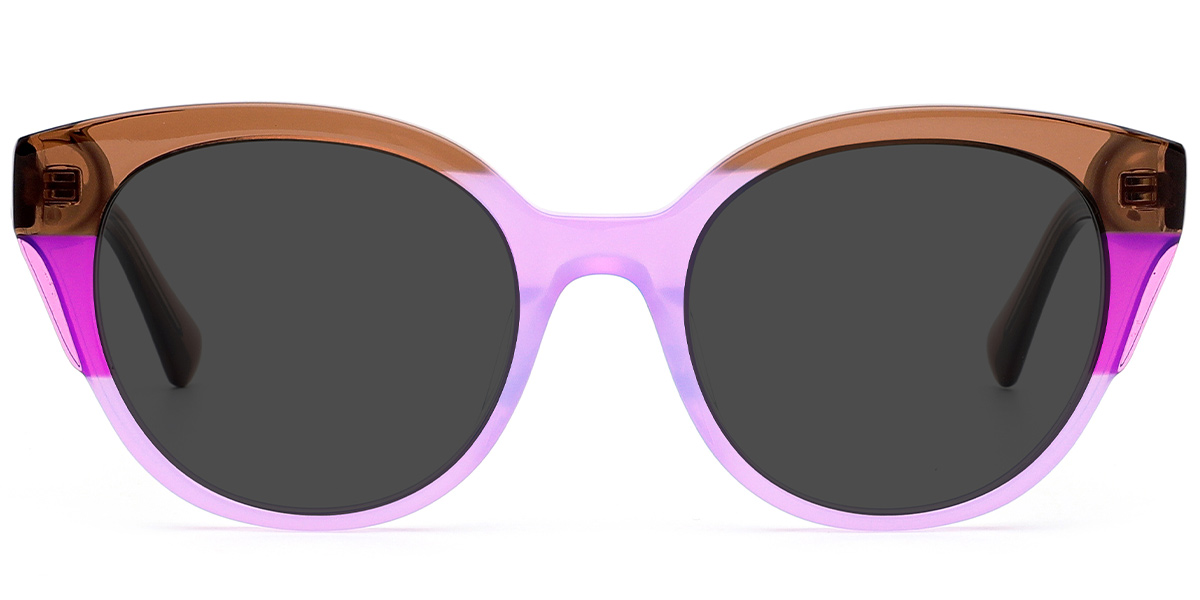 Acetate Cat Eye Sunglasses pattern-purple+dark_grey_polarized