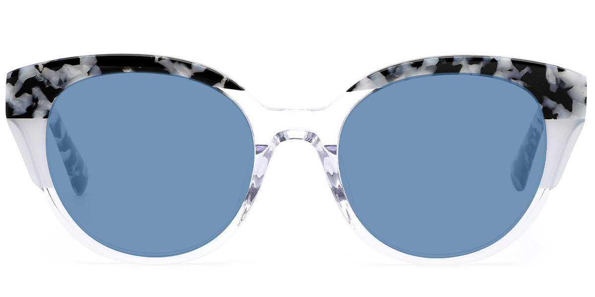 Acetate Cat Eye Sunglasses pattern-translucent+blue_polarized